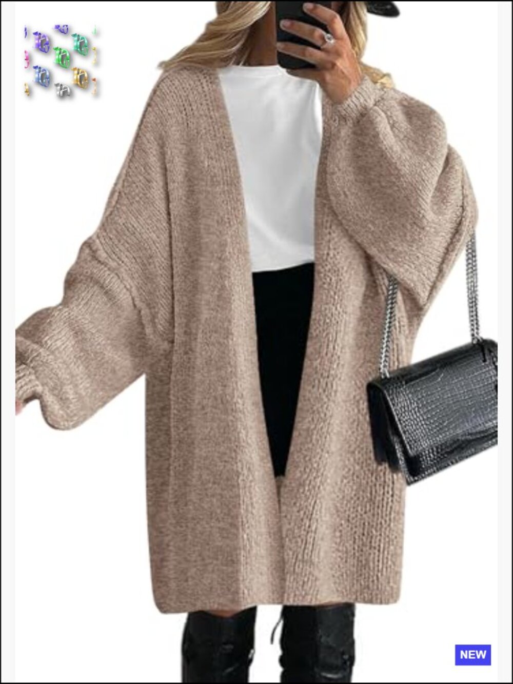Oversized Long Cardigan Sweater Trendy Relaxed Fit Open Front Knit Jacket Coat - Picture 3 of 7